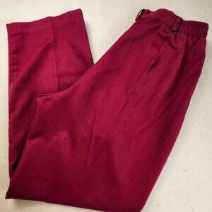C.B Petite Deep Red Dress Pants 12P Straight Leg High Rise Pleated Vintage USA